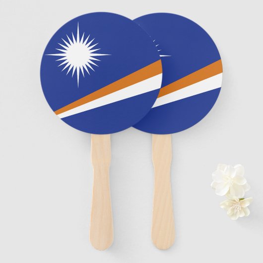 Marshall Islands vlag Handwaaier (Voorkant en achterkant)
