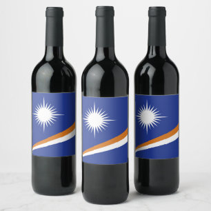 Marshall Islands vlag Wijn Etiket