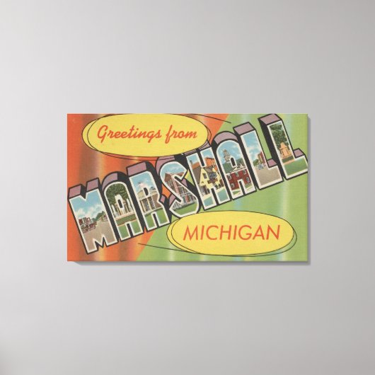 Marshall, Michigan - Grote letterscènes Canvas Afdruk (Voorkant)