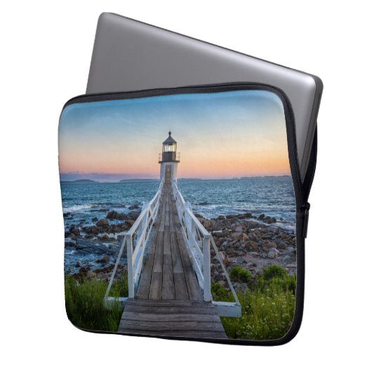 Marshall Point-vuurtoren op zonsondergang Laptop Sleeve (Voorkant Links)