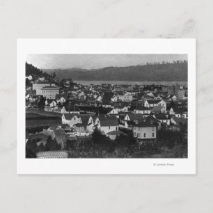 Marshfield, Oregon Town Uitzicht en Water Photogra Briefkaart