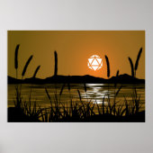 Marshland Sunset Lake D20 Dice Sun RPG Landschap Poster (Voorkant)