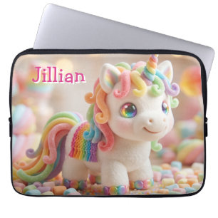 Marshmallow Eenhoorn en Pastelkleurige Snoepdroom Laptop Sleeve
