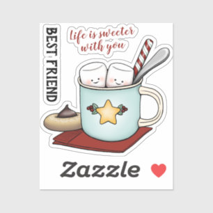 Marshmallow Friends in de kerstMok van de hete cac Sticker