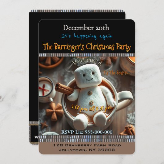 Marshmallow Fun Familie Jaarlijks Kerstfeest Kaart (Voorkant / Achterkant)