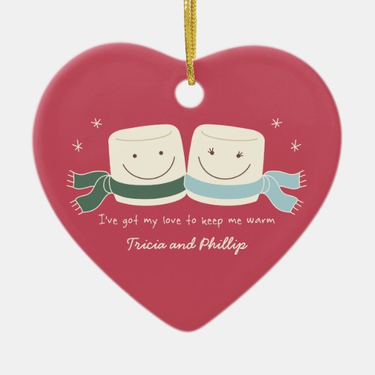 Marshmallow Love kerstboomversiering Keramisch Ornament (Voorkant)