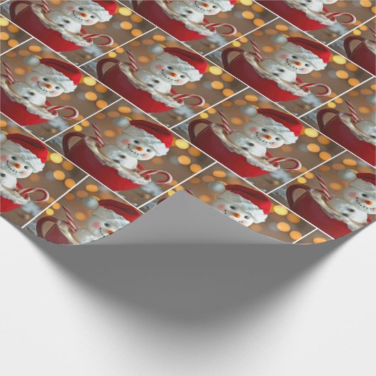 Marshmallow sneeuwman in warme chocolademelk cadeaupapier (Hoek)