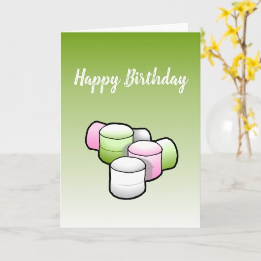 Marshmallow sur la carte d'anniversaire pliée (Fleur jaune)