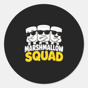 Marshmallow team kampvuur s'mores ronde sticker