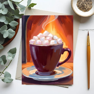 Marshmallow Warme Chocolade Mok Schilderij Briefkaart