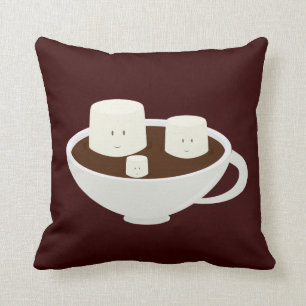 Marshmallows glimlachen in warme chocolade kussen