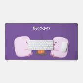 Marshmallows mignons roses par dessin animé sur le (Clavier et souris)