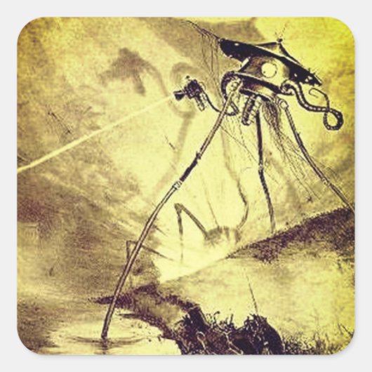 Marsmannetjes ontladen Heat-Rays Vierkante Sticker (Voorkant)