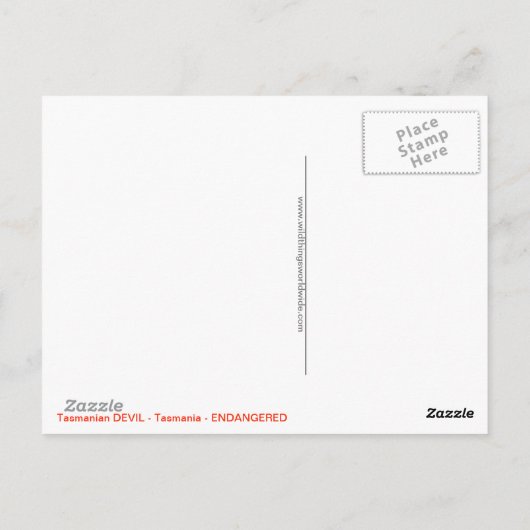 Marsupial - Tasmaanse DUIVEL - Aussie Wildlife Briefkaart (Achterkant)