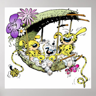 Marsupilami in nest with Familiy Poster
