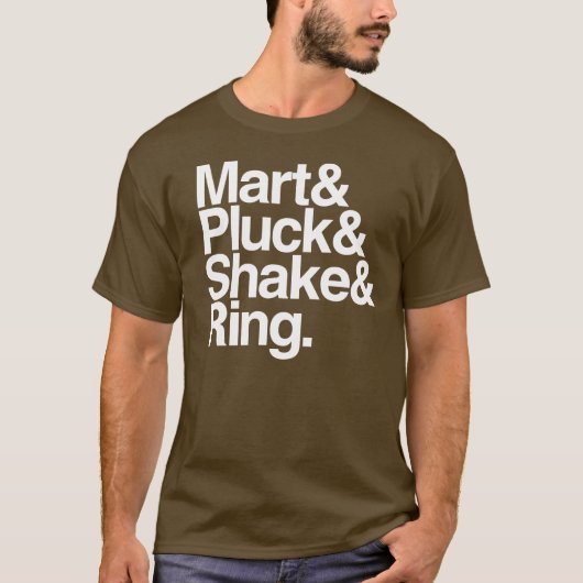 Mart&Pluck&Shake&Ring. (donker) T-shirt (Voorkant)