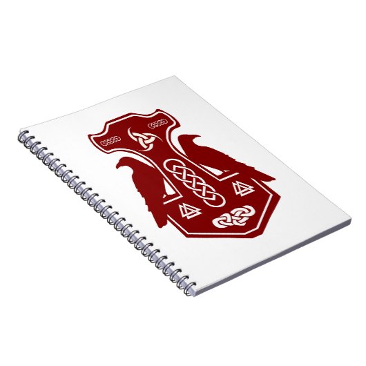 Marteau de Thor rouge foncé avec Carnet Ravens (Côté Droit)