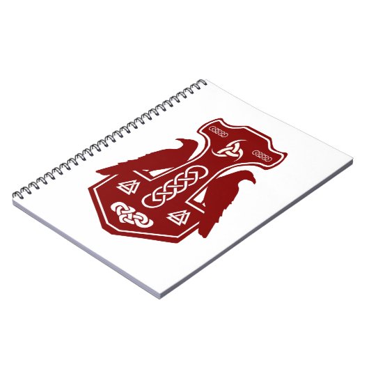 Marteau de Thor rouge foncé avec Carnet Ravens (Côté gauche)