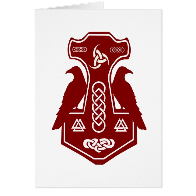 Marteau de Thor rouge foncé avec ravens (Devant)