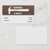 Marteaux et cartes d'entreprise de construction de (Devant / Derrière)