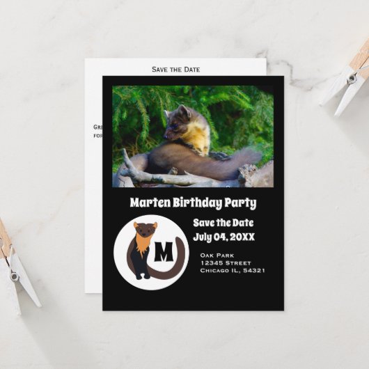 Marten Anniversaire Photo Monogramme Invitation (Devant/Arrière en situation)