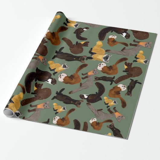 Marten species of the world cadeaupapier (Uitgerold)