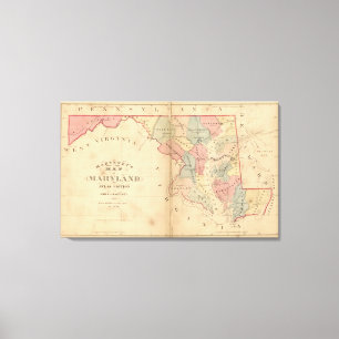 Martenet's Map of Maryland, Atlas Edition Canvas Afdruk