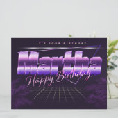 Martha Nom Prénom lila retro Carte Anniversaire (Debout devant)