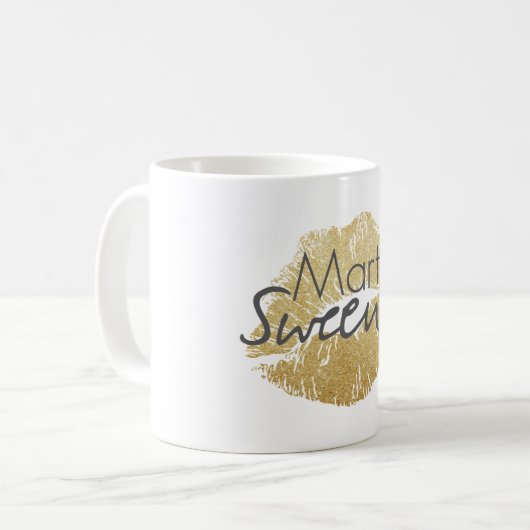 Martha Sweeney Gold Lips Coffee Mok (Voorkant links)