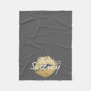 Martha Sweeney Gold Lips Fleece Blanket Deken