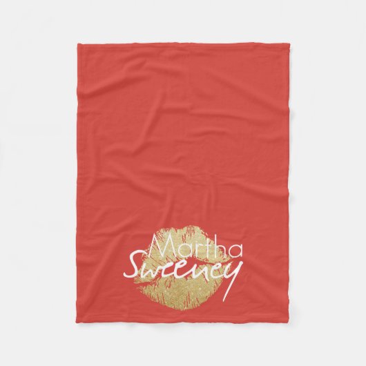 Martha Sweeney Gold Lips Fleece Blanket Deken (Voorkant)