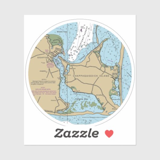 Marthas Vineyard and Chappaquiddick Chart Sticker (Vel)