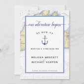 Martha's Vineyard Authentieke Nautische bruiloft Save The Date (Voorkant)