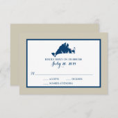 Marthas Vineyard Blauwe Kaart | Huwelijksreis RSVP (Voorkant / Achterkant)