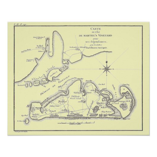 Martha's Vineyard Island 1784 Poster Perfect Poster (Voorkant)