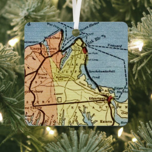 Martha's Vineyard Kaartornament Metalen Ornament