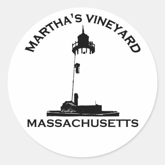 Martha's Vineyard "Lighthouse" Design. Ronde Sticker (Voorkant)