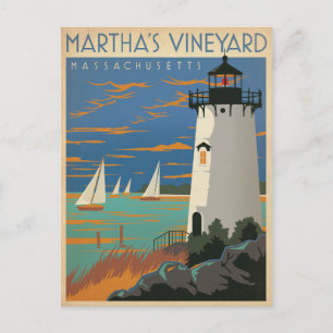 Martha's Vineyard, MA - Lighthouse Briefkaart