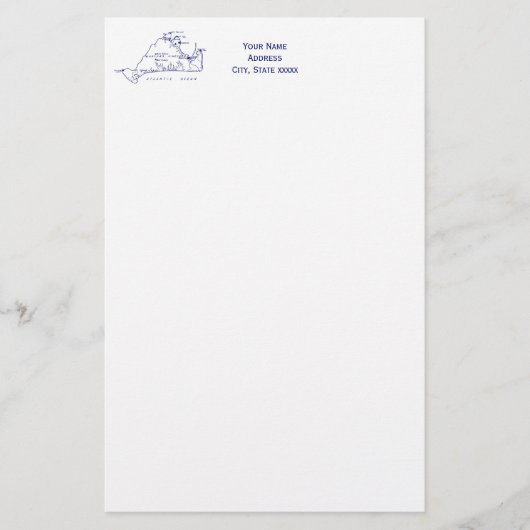 Martha's Vineyard  Map #1 Navy Blue Briefpapier (Voorkant)