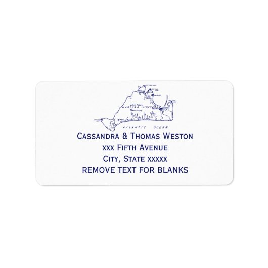 Martha's Vineyard  Map #1 Navy Blue Etiket (Voorkant)