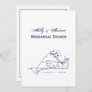 Martha's Vineyard Map #1 Navy Blue Kaart