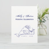 Martha's Vineyard Map #1 Navy Blue Kaart (Staand voorkant)