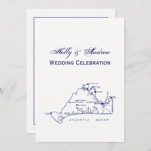 Martha's Vineyard Map #1 Navy Blue Kaart (Voorkant / Achterkant)