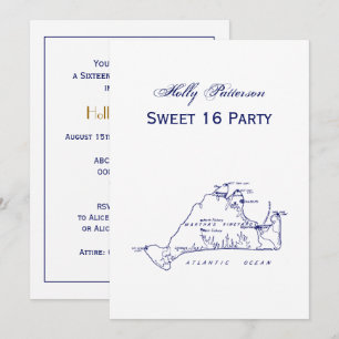 Martha's Vineyard Map #1 Navy Blue Kaart
