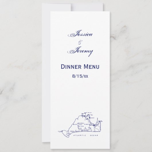 Martha's Vineyard Map #1 Navy Blue Kaart (Voorkant)