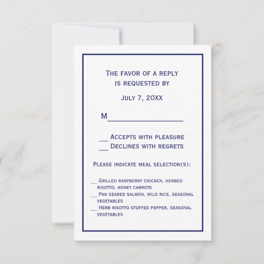 Martha's Vineyard Map #1 Navy Blue RSVP Kaartje (Achterkant)