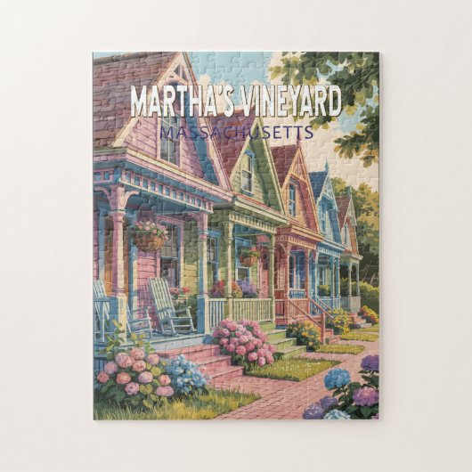 Martha's Vineyard Massachusetts Illustratie Retro Legpuzzel (Verticaal)