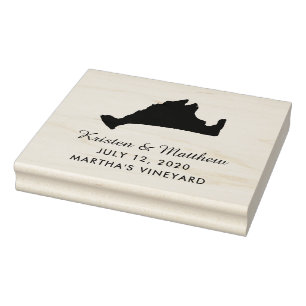 Marthas Vineyard Massachusetts Kaart Bruiloft Datu Rubberstempel