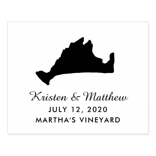 Marthas Vineyard Massachusetts Kaart Bruiloft Datu Rubberstempel (Afrduk)