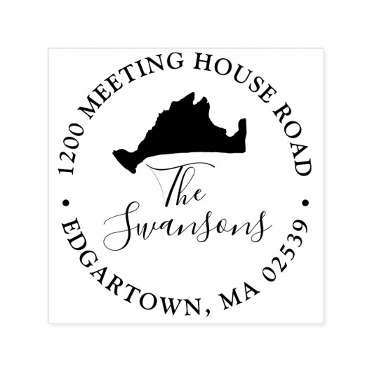 Marthas Vineyard Massachusetts Map Wedding Zelfinktende Stempel (Design)